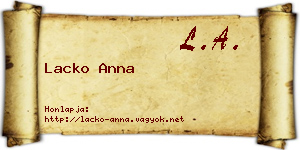 Lacko Anna névjegykártya